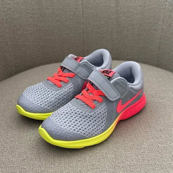 Nike Kids Gray and Neon Pink Sneakers size 11C - Picture 1 of 6